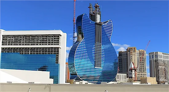 Overview of Hard Rock Las Vegas Guitar Hotel tower under construction