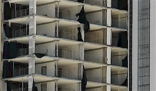 The Mirage hotel rooms await blue-glass windows installation - May 2026